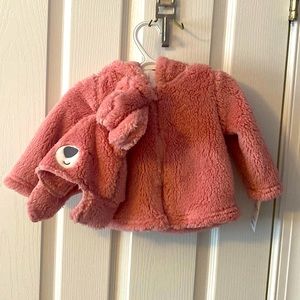 Fuzzy jacket with hat and mittens NWT